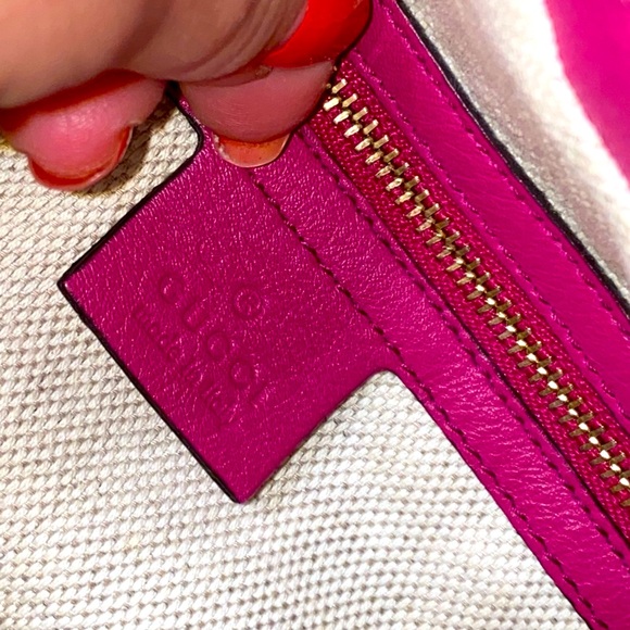 Authentic Gucci Patent Pink Fuchsia Soho Fringe Tassel Chain Tote Bag GORGEOUS! - Picture 4 of 16